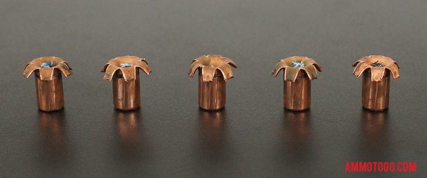 Fired rounds of Barnes Bullets 140 Grain 357 Magnum Solid Copper Hollow Point (SCHP) Ammo
