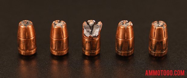 147 Grain Jacketed Hollow-Point (JHP) 9mm Luger (9x19) ammo from Speer after firing into ballistic gelatin