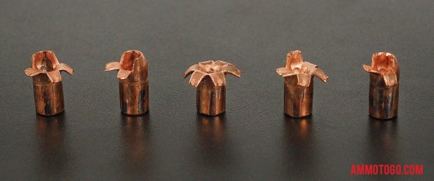 Expanded bullets from fired Buffalo Bore 357 Magnum 125 Grain Jacketed Hollow-Point (JHP) ammo