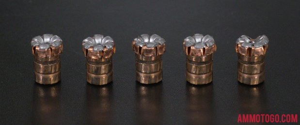 Expanded Hornady Ammunition 9mm Luger (9x19) 135 Grain Jacketed Hollow-Point (JHP) bullets