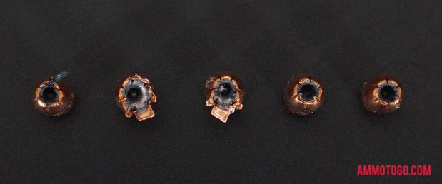 Fired rounds of Black Hills Ammunition 180 Grain 40 Smith & Wesson Jacketed Hollow-Point (JHP) Ammo