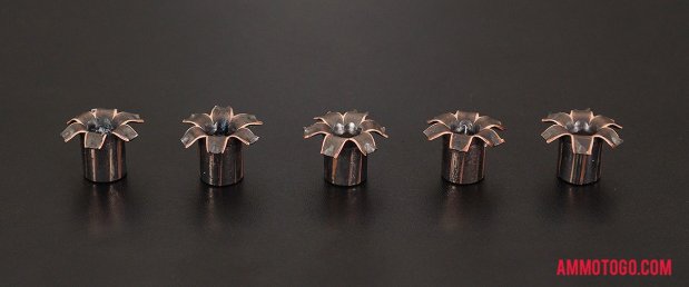 Expanded bullets from fired Barnes Bullets 40 Smith & Wesson 140 Grain Solid Copper Hollow Point (SCHP) ammo