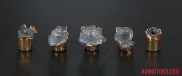 Expanded bullets from fired Federal Ammunition 9mm Luger (9x19) 115 Grain Jacketed Hollow-Point (JHP) ammo