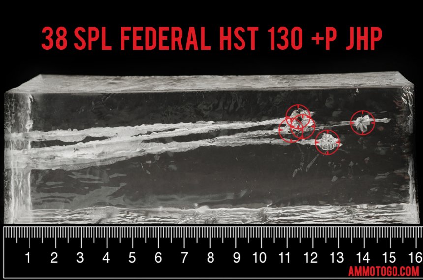 Gel test results for Federal Ammunition 130 Grain Jacketed Hollow-Point (JHP) ammo