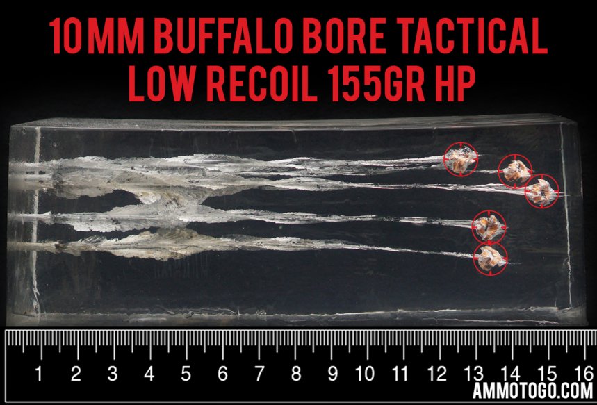 Gel test results for Buffalo Bore 155 Grain Jacketed Hollow-Point (JHP) ammo