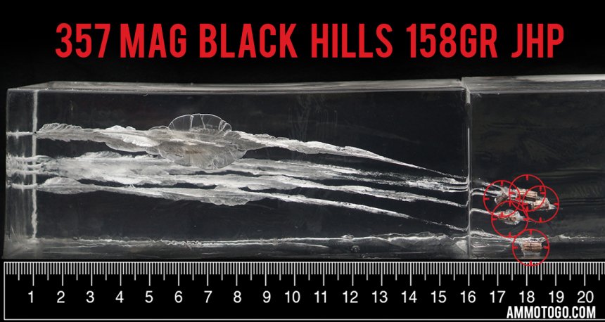 Gel test results for Black Hills Ammunition 158 Grain Jacketed Hollow-Point (JHP) ammo