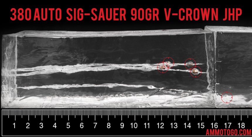 Gel test results for Sig Sauer 90 Grain Jacketed Hollow-Point (JHP) ammo