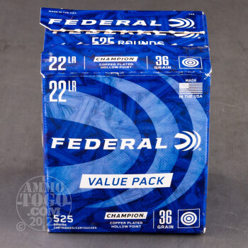 5250rds - 22LR Federal Champion 36gr Copper Plated Hollow Point Ammo