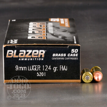 Image of 1000rds – 9mm Blazer Brass 124gr. FMJ Ammo