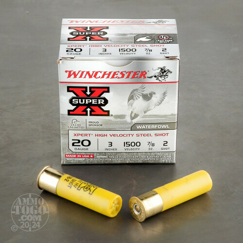 Winchester Xpert High Velocity Game & Target 20ga 2-3/4 3/4 oz #7 Steel  Shot Lead-Free 25/Box - MUNITIONS EXPRESS