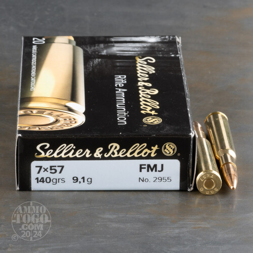 7x57mm Mauser Ammo - 20 Rounds of 140 Grain Full Metal Jacket (FMJ) by ...