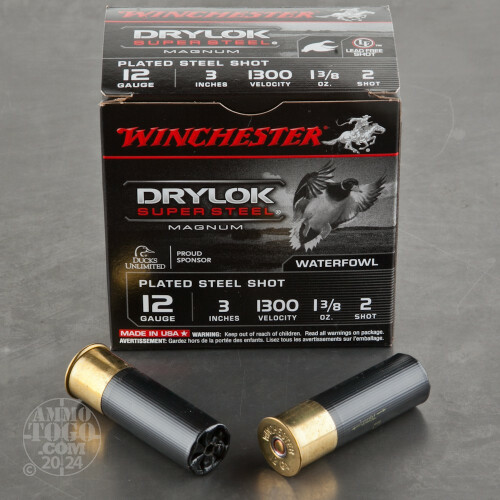 Winchester 12 Gauge Ammunition Drylok Super Steel Magnum XSM1233 #3 Plated Steel  Shot 3 1-3/8oz 1300fps 25 Rounds