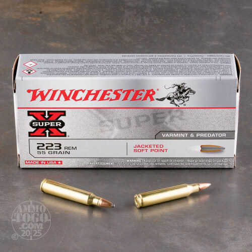 223 Remington Ammunition for Sale. Winchester 55 Grain Jacketed Soft-Point  (JSP) - 200 Rounds