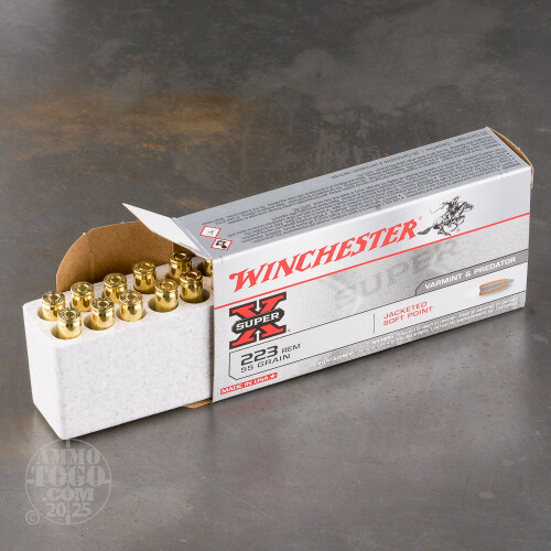 223 Remington Ammunition for Sale. Winchester 55 Grain Jacketed Soft-Point  (JSP) - 200 Rounds