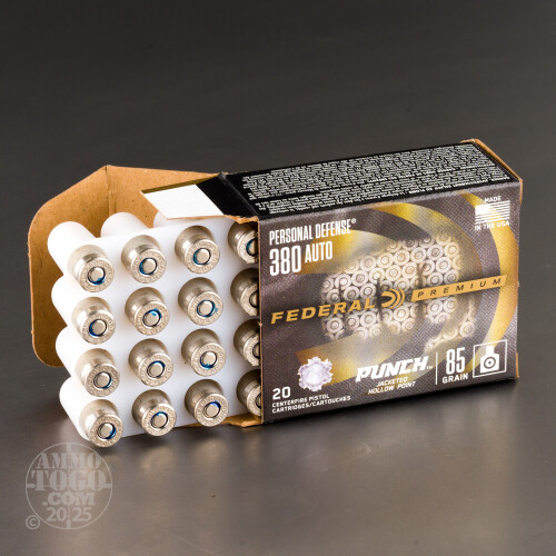 380 Auto (ACP) Ammo - 20 Rounds of 85 Grain Jacketed Hollow