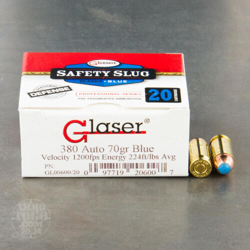 380 Auto (ACP) Rifled Slug Ammo for Sale by Glaser Safety Slug 20 Rounds