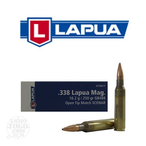338 Lapua Magnum Ammo 10 Rounds of 250 Grain by Lapua