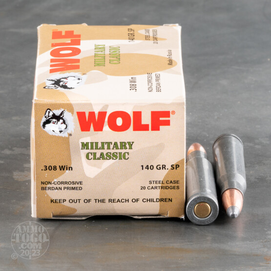 20rds - 308 WPA Military Classic 140gr. SP Ammo