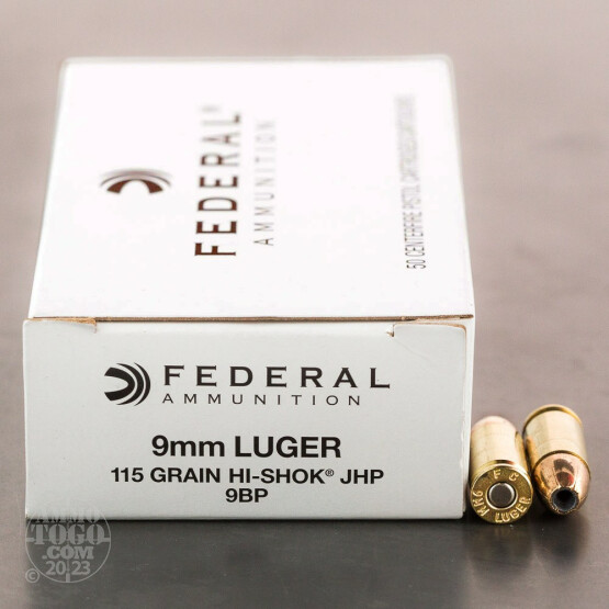 Bulk Federal LE 9mm ammo with 115 grain hi-shok JHP bullets