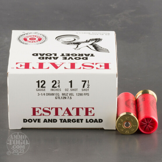 250rds - 12 Gauge Estate 2 3/4" 3 1/4 Dram 1oz. #7 1/2 Shot Ammo