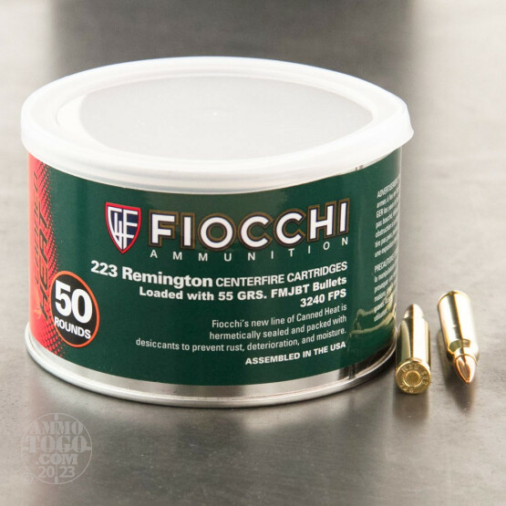 50rds - .223 Fiocchi Canned Heat 55gr. FMJBT Ammo