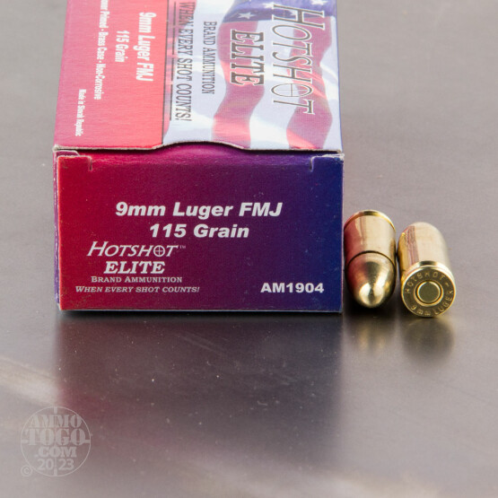 50rds - 9mm Hotshot 115gr. FMJ Ammo