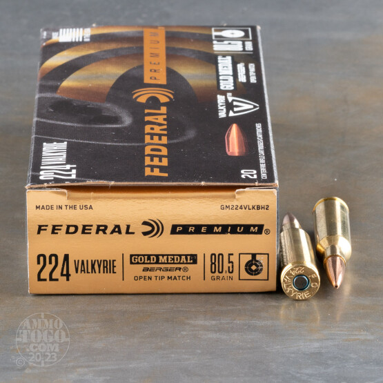 20rds – 224 Valkyrie Federal 80.5gr. Gold Medal Berger Ammo