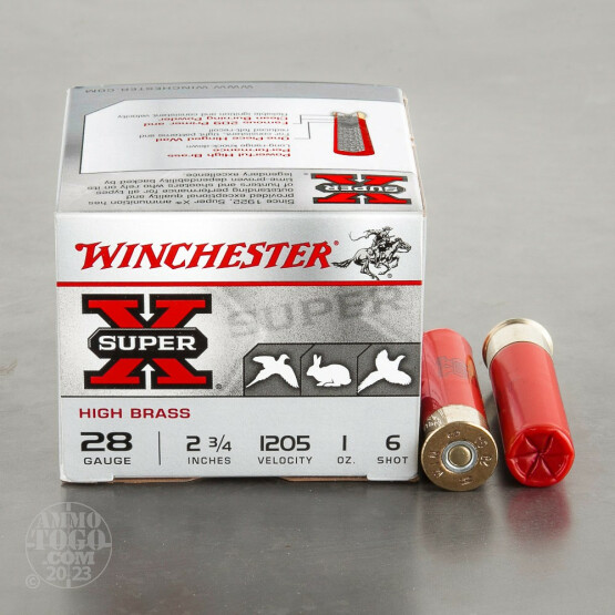 25rds - 28 Gauge Winchester Super-X High Brass 2 3/4" 1oz. #6 Shot Ammo