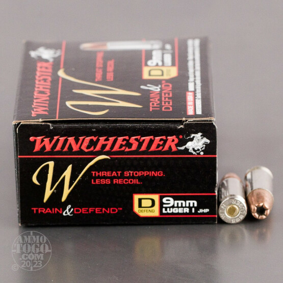 Winchester W Train & defend JHP 9mm ammo 