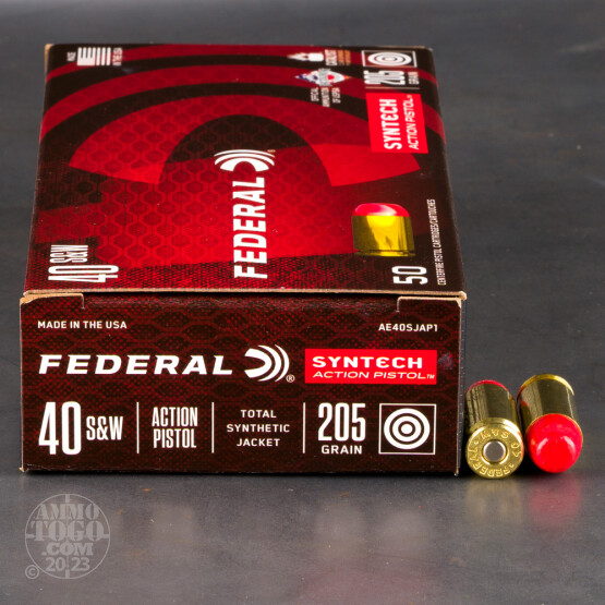 50rds – 40 S&W Federal Syntech Action Pistol 205gr. Total Synthetic Jacket Ammo