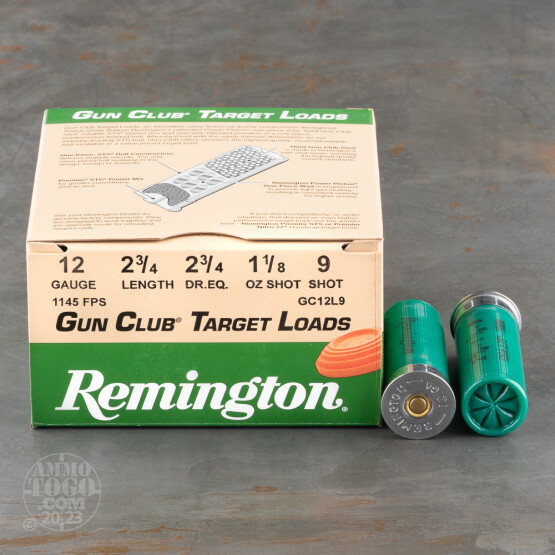 250rds - 12 Gauge Remington Gun Club 2 3/4" 1 1/8oz. #9 Shot Ammo