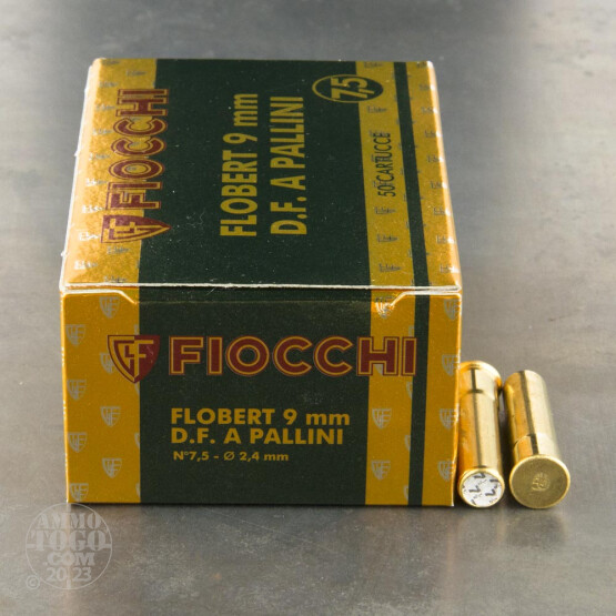 50rds - 9mm Rimfire Flobert Fiocchi 1 3/4" 1/4oz. #7 1/2  Shot Ammo