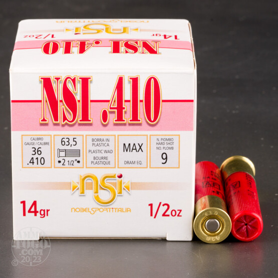 250rds – 410 Bore NobelSport 2-1/2" 1/2oz. #9 Shot Ammo