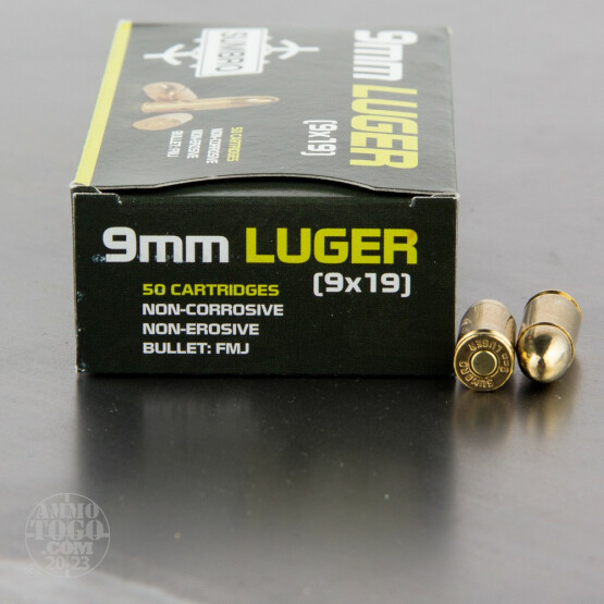 50rds - 9mm Luger Sumbro 115gr. FMJ Ammo