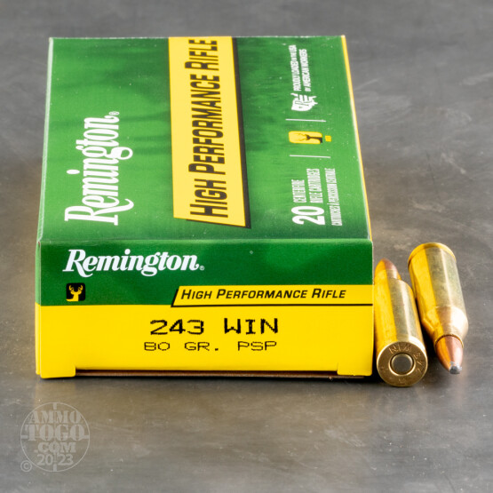 20rds - 243 Win Remington 80gr Core-Lokt PSP Ammo