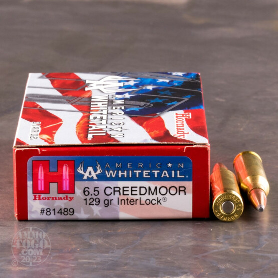 20rds - 6.5mm Creedmoor Hornady American Whitetail 129gr. InterLock SP Ammo