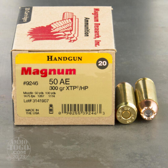 20rds – 50 AE Magnum Research Inc. 300gr. XTP HP Ammo