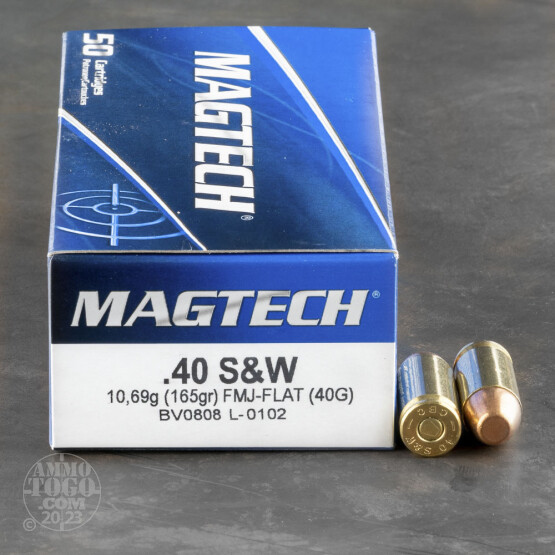 50rds – 40 S&W Magtech 165gr. FMC Flat Ammo