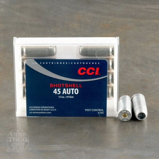 10rds - 45 ACP CCI Shotshells 1/3 oz. #9 Shot Ammo