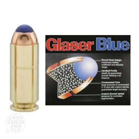6rds - 10mm Auto Glaser Blue Safety Slug 115gr. Ammo