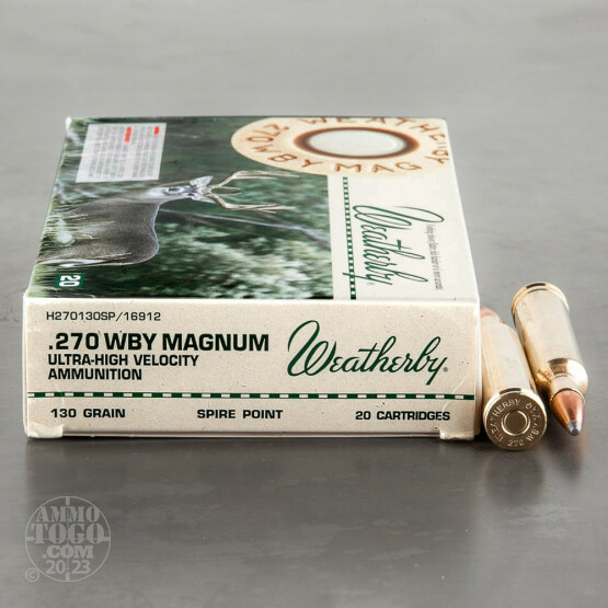20rds - 270 Weatherby Mag. 130gr. Spire Point Ammo