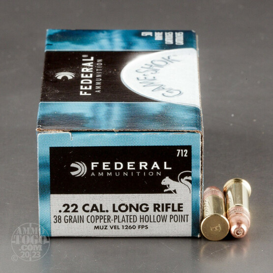 50rds - 22LR Federal 38gr. Copper Plated Hi-Velocity HP Ammo