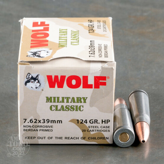 1000rds - 7.62x39 WPA Military Classic 124gr. HP Ammo