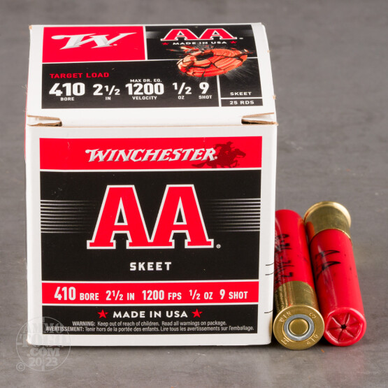 25rds – 410 Bore Winchester AA 2-1/2" 1/2oz. #9 Shot Ammo
