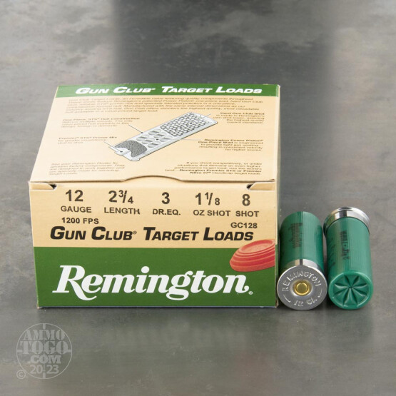 25rds - 12 Gauge Remington Gun Club 2 3/4"  1 1/8oz. #8 Shot