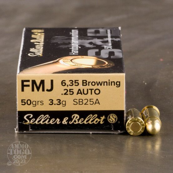 50rds - 25 Auto Sellier & Bellot 50gr. FMJ Ammo