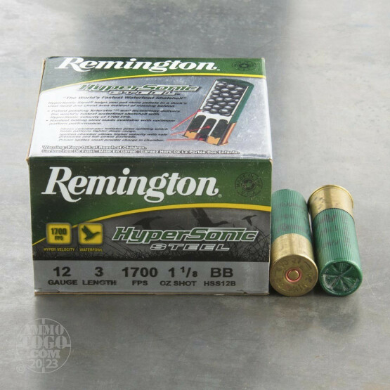 25rds - 12 Gauge Remington HyperSonic  3" 1 1/8 oz. #BB Non-Toxic Steel Shot Ammo