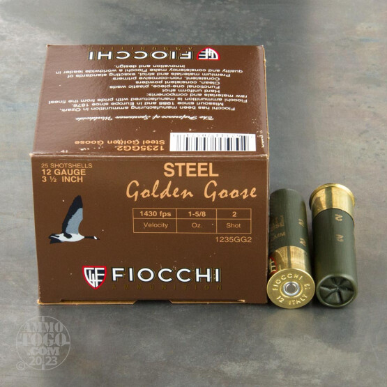 25rds – 12 Gauge Fiocchi Golden Goose 3-1/2" 1-5/8oz. #2 Steel Shot