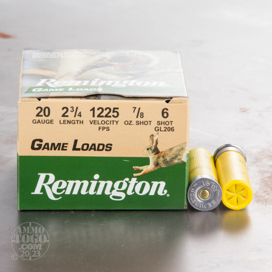 250rds - 20 Gauge Remington Game Load 2 3/4"  7/8oz. #6 Shot Ammo