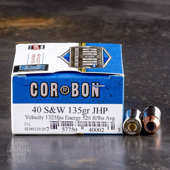 20rds - 40 S&W Corbon 135gr. HP Ammo